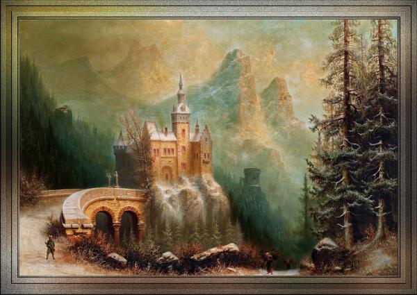 Winter Landscape With Castle In The Mountains by Albert Bredow Old Masters Fine Art Reproductions by xzendor7